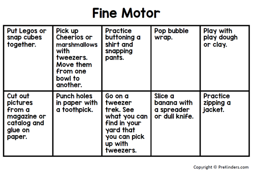 Fine Motor Choice Board 